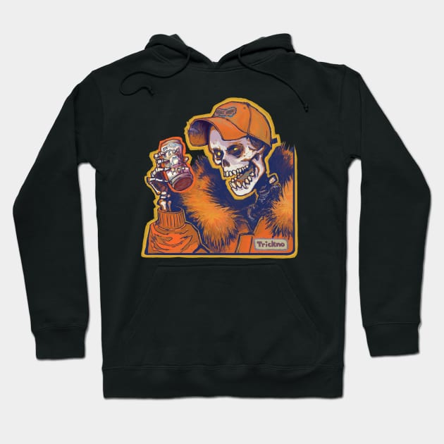 Skeleton Cheers Fire Hoodie by Tricknologic